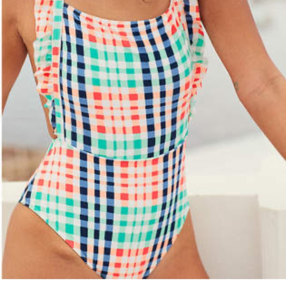 Adorable Aerie Plaid One Piece Swimsuit